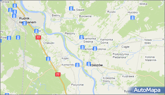 mapa Kamionka-Kolonia, Kamionka-Kolonia na mapie Targeo