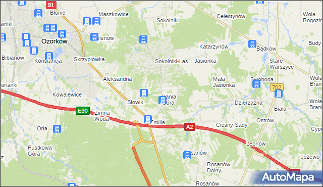 mapa Kania Góra, Kania Góra na mapie Targeo