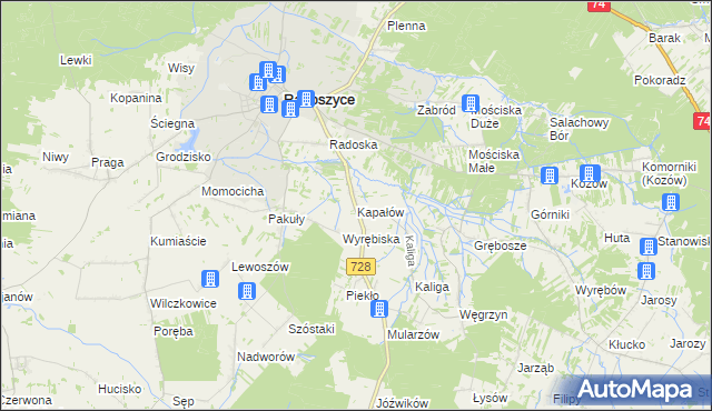 mapa Kapałów, Kapałów na mapie Targeo