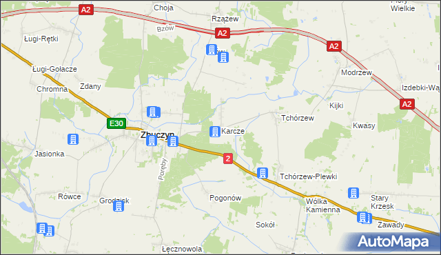 mapa Karcze gmina Zbuczyn, Karcze gmina Zbuczyn na mapie Targeo