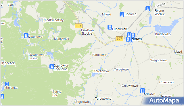 mapa Karczewo gmina Kiszkowo, Karczewo gmina Kiszkowo na mapie Targeo