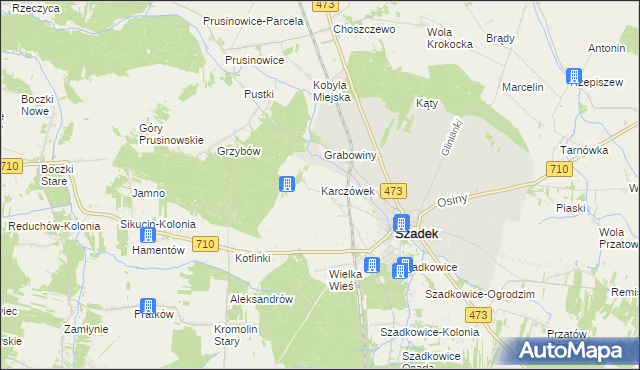 mapa Karczówek gmina Szadek, Karczówek gmina Szadek na mapie Targeo