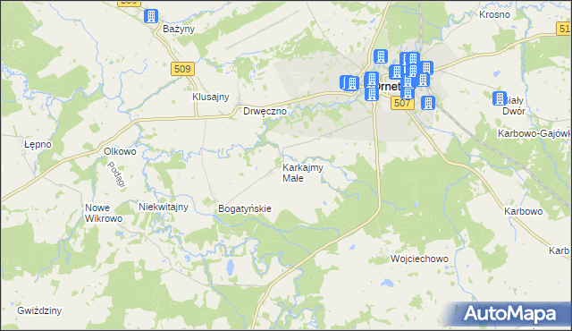 mapa Karkajmy, Karkajmy na mapie Targeo