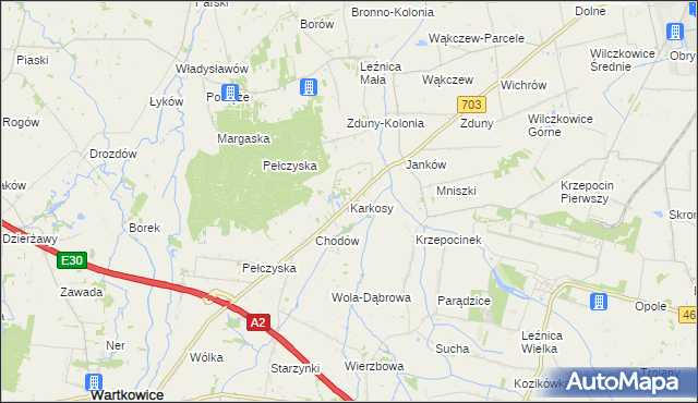 mapa Karkosy, Karkosy na mapie Targeo