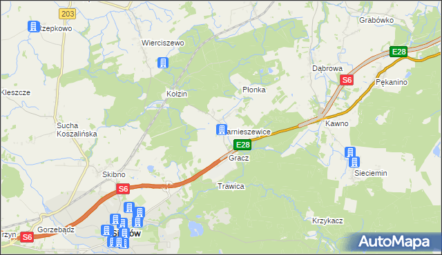 mapa Karnieszewice, Karnieszewice na mapie Targeo