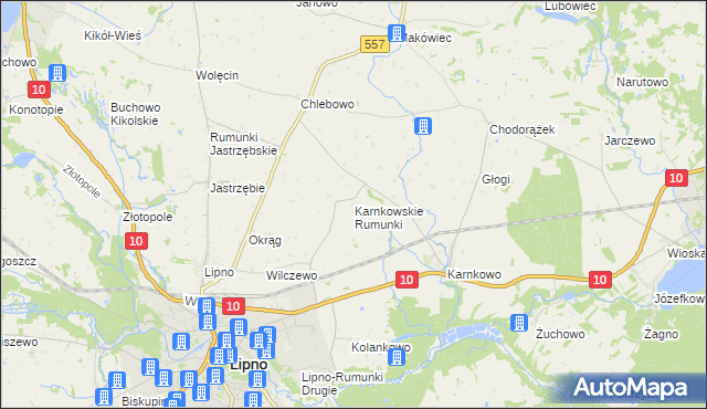 mapa Karnkowskie Rumunki, Karnkowskie Rumunki na mapie Targeo