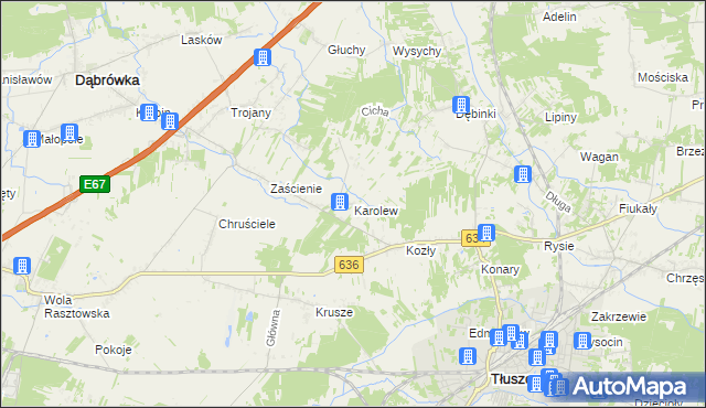 mapa Karolew gmina Dąbrówka, Karolew gmina Dąbrówka na mapie Targeo