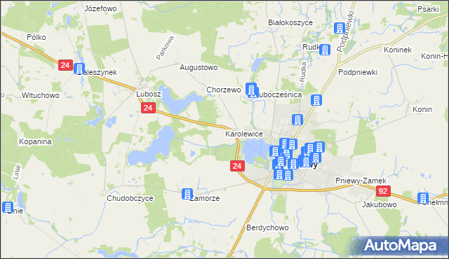 mapa Karolewice, Karolewice na mapie Targeo