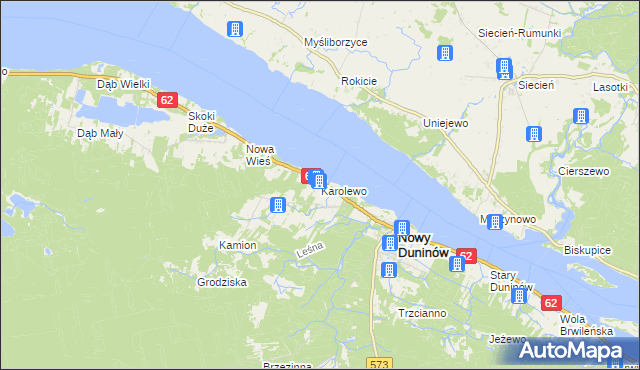 mapa Karolewo gmina Nowy Duninów, Karolewo gmina Nowy Duninów na mapie Targeo