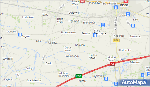 mapa Karolina gmina Baranów, Karolina gmina Baranów na mapie Targeo