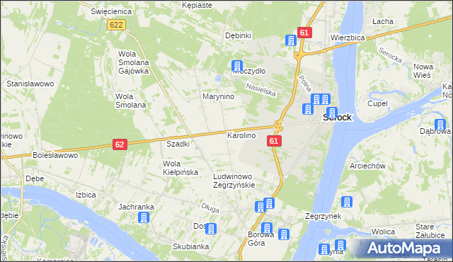 mapa Karolino gmina Serock, Karolino gmina Serock na mapie Targeo