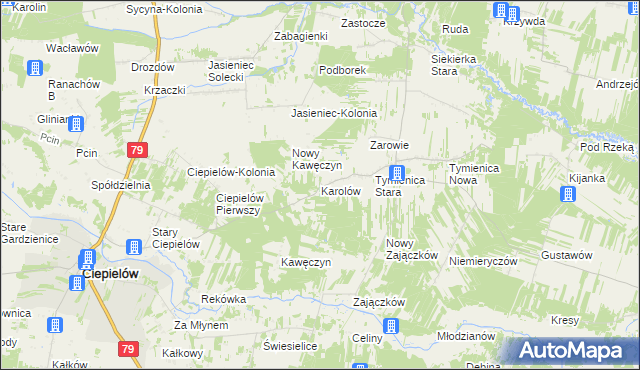 mapa Karolów gmina Chotcza, Karolów gmina Chotcza na mapie Targeo