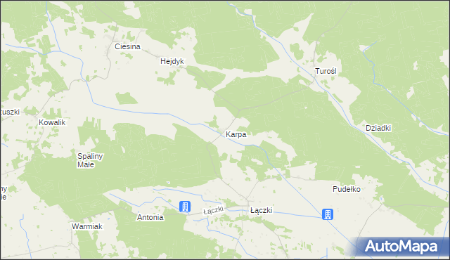 mapa Karpa gmina Pisz, Karpa gmina Pisz na mapie Targeo