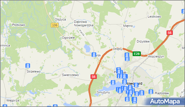 mapa Karsk gmina Nowogard, Karsk gmina Nowogard na mapie Targeo