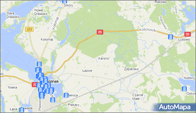 mapa Karsno, Karsno na mapie Targeo