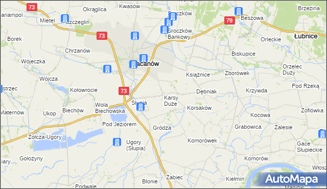 mapa Karsy Duże, Karsy Duże na mapie Targeo