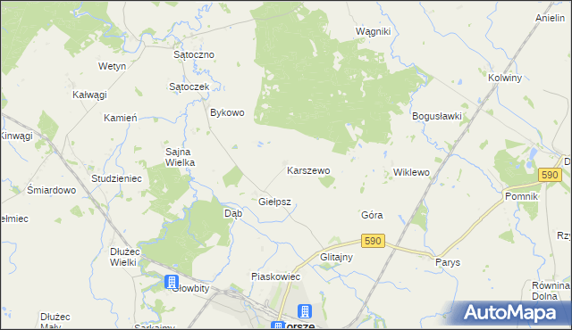 mapa Karszewo gmina Korsze, Karszewo gmina Korsze na mapie Targeo