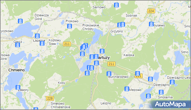 mapa Kartuzy, Kartuzy na mapie Targeo