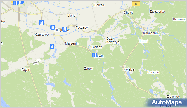 mapa Karwin gmina Drezdenko, Karwin gmina Drezdenko na mapie Targeo