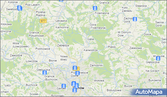 mapa Karwodrza, Karwodrza na mapie Targeo