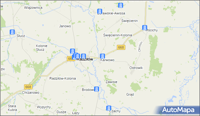 mapa Karwowo gmina Radziłów, Karwowo gmina Radziłów na mapie Targeo