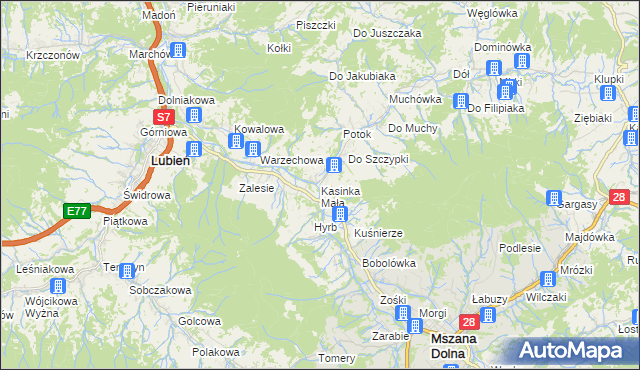 mapa Kasinka Mała, Kasinka Mała na mapie Targeo