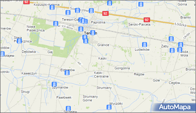 mapa Kaski gmina Baranów, Kaski gmina Baranów na mapie Targeo