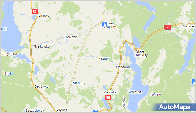 mapa Kaspry, Kaspry na mapie Targeo