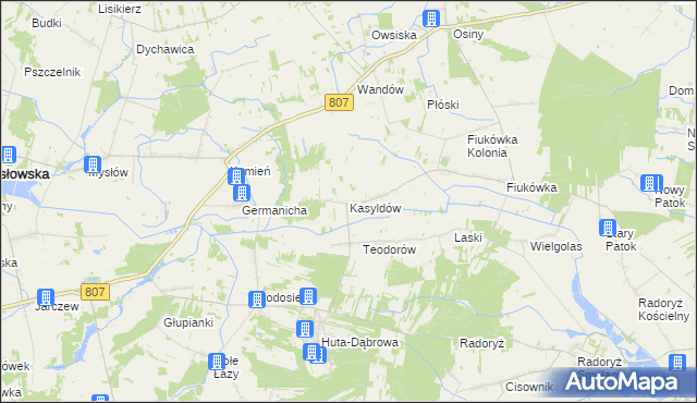 mapa Kasyldów, Kasyldów na mapie Targeo