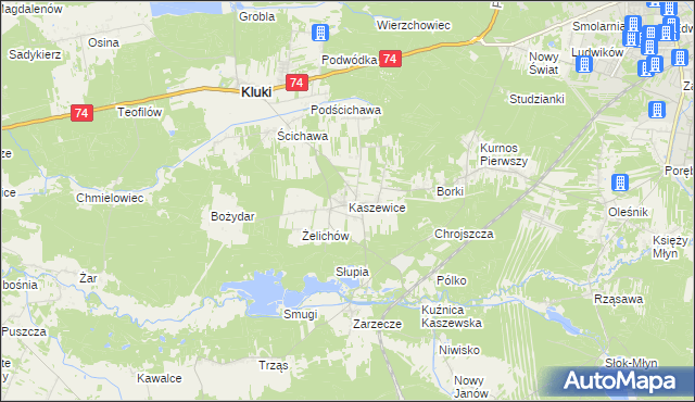 mapa Kaszewice, Kaszewice na mapie Targeo