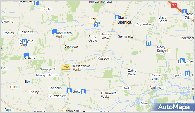 mapa Kaszów gmina Stara Błotnica, Kaszów gmina Stara Błotnica na mapie Targeo