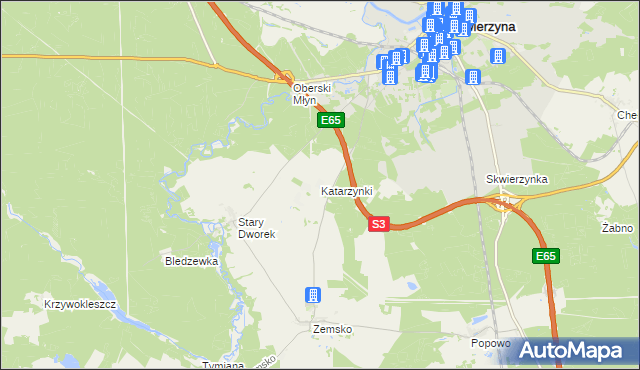 mapa Katarzynki gmina Bledzew, Katarzynki gmina Bledzew na mapie Targeo