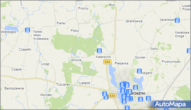 mapa Katarzynki gmina Ryńsk, Katarzynki gmina Ryńsk na mapie Targeo