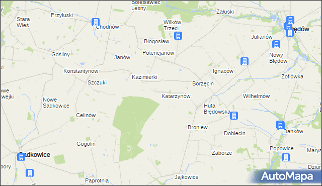 mapa Katarzynów gmina Błędów, Katarzynów gmina Błędów na mapie Targeo