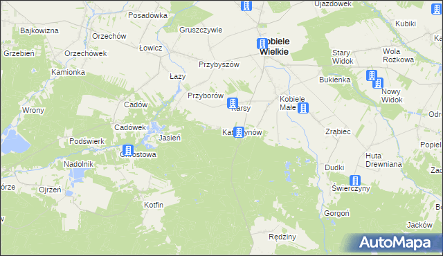 mapa Katarzynów gmina Kobiele Wielkie, Katarzynów gmina Kobiele Wielkie na mapie Targeo