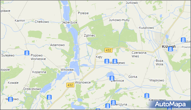 mapa Kąty gmina Osieczna, Kąty gmina Osieczna na mapie Targeo