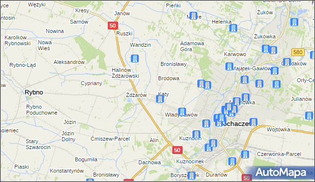 mapa Kąty gmina Sochaczew, Kąty gmina Sochaczew na mapie Targeo