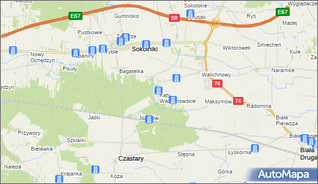 mapa Kąty Walichnowskie, Kąty Walichnowskie na mapie Targeo