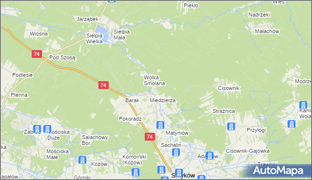 mapa Kawęczyn gmina Smyków, Kawęczyn gmina Smyków na mapie Targeo