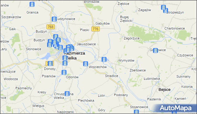 mapa Kazimierza Mała, Kazimierza Mała na mapie Targeo