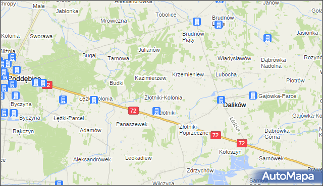 mapa Kazimierzów gmina Dalików, Kazimierzów gmina Dalików na mapie Targeo