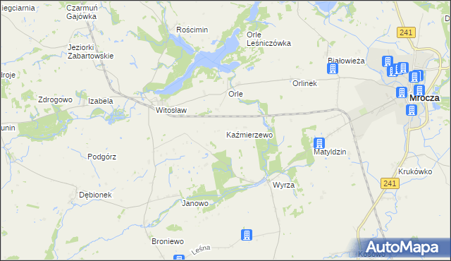 mapa Kaźmierzewo gmina Mrocza, Kaźmierzewo gmina Mrocza na mapie Targeo