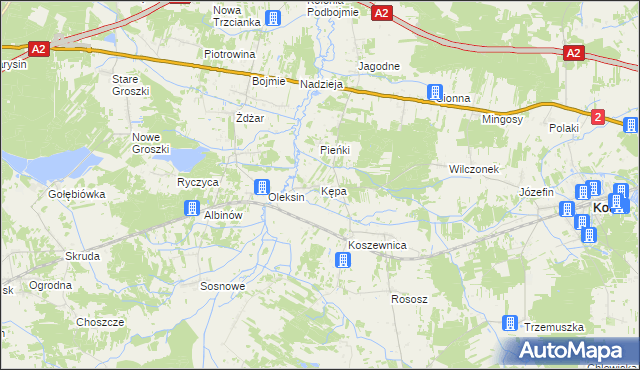 mapa Kępa gmina Kotuń, Kępa gmina Kotuń na mapie Targeo