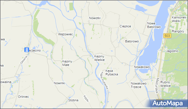 mapa Kępiny Wielkie, Kępiny Wielkie na mapie Targeo