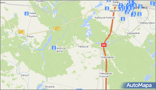 mapa Kęszyca, Kęszyca na mapie Targeo