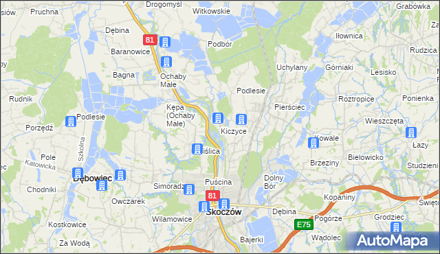 mapa Kiczyce, Kiczyce na mapie Targeo