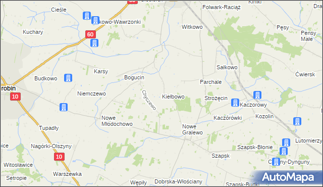 mapa Kiełbowo, Kiełbowo na mapie Targeo