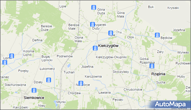 mapa Kiełczygłów-Okupniki, Kiełczygłów-Okupniki na mapie Targeo