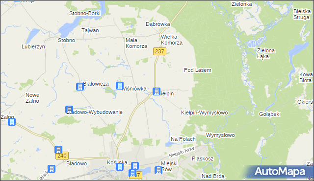 mapa Kiełpin gmina Tuchola, Kiełpin gmina Tuchola na mapie Targeo