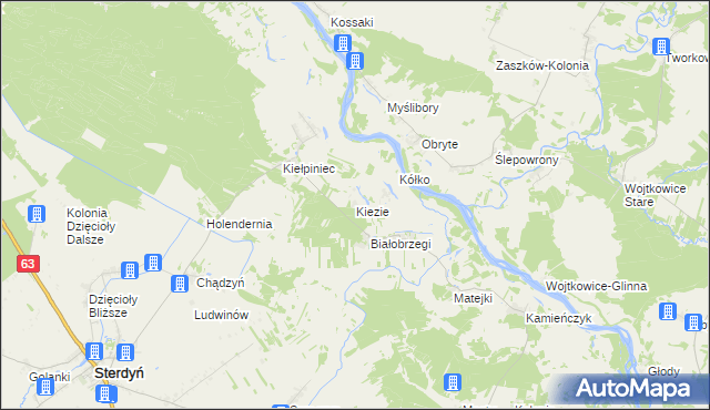 mapa Kiezie, Kiezie na mapie Targeo